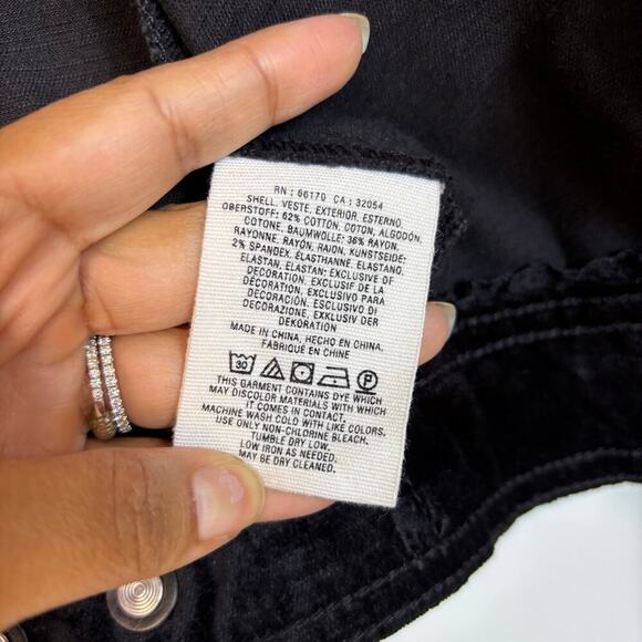 Pilcro and the Letterpress Velvet Jacket Size Small Black Button Up Slim Grunge - Picture 10 of 11